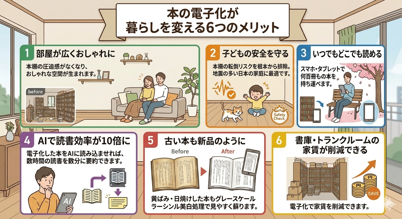本の電子化が暮らしを変える6つのメリット